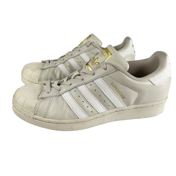 Adidas Superstar Sneakers White Talc Gold Metallic WOMENS SIZE 6 Classic Sporty - Picture 1 of 10